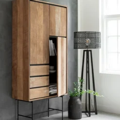 Hoge wandkast teakhout - DTP Home Metropole