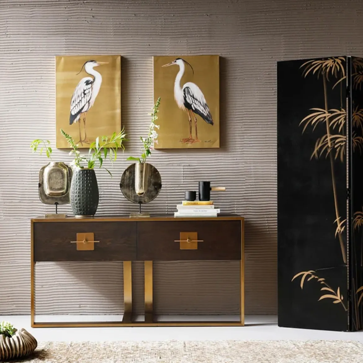 Houten sidetable met messing - Kare Design Osaka