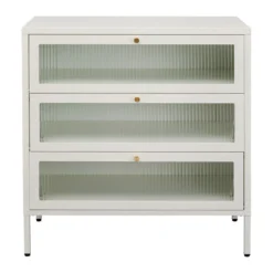 Klepdeuren kast off white met ribbelglas - Kare Design Naxos