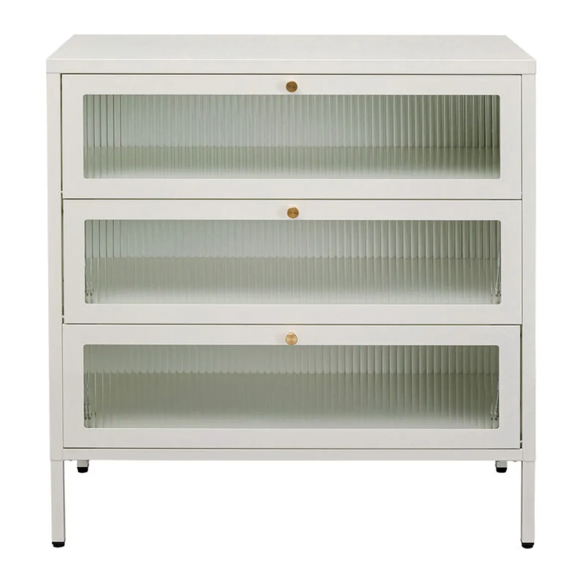 Klepdeuren kast off white met ribbelglas - Kare Design Naxos