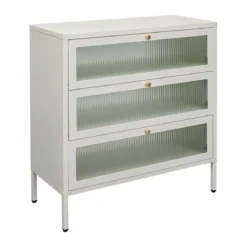 Klepdeuren kast off white met ribbelglas - Kare Design Naxos