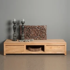 Laag tv-meubel teak - 2 lades - 180cm - Tower Living Corona