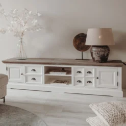 Landelijk tv-meubel wit 220 cm - Tower Living Fleur