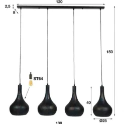 4-lichts metalen kegellampen - Santa Punch