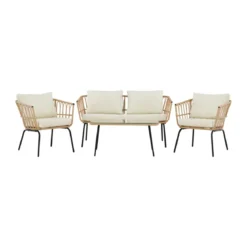 Loungeset met rattan en zwart frame - Lavis Ortigia