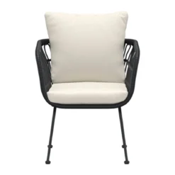 Lounge stoel zwart met beige kussen - Lavis Isola