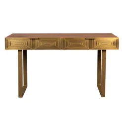 Mangohouten sidetable met goud - Dutchbone Volan