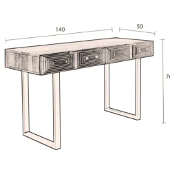 Mangohouten sidetable met goud - Dutchbone Volan