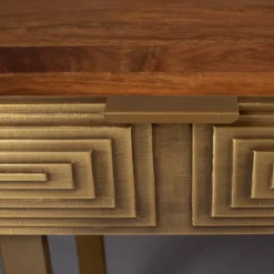 Mangohouten sidetable met goud - Dutchbone Volan