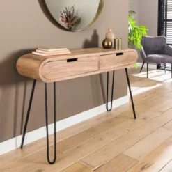 Mangohouten sidetable met ronde hoeken - Giani Barrel