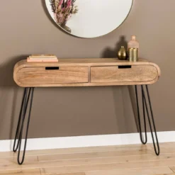 Mangohouten sidetable met ronde hoeken - Giani Barrel