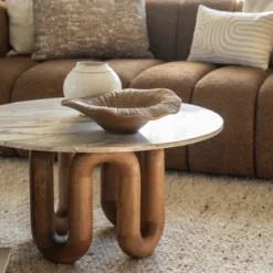 Marmere salontafel met hout - By-Boo LoopStone