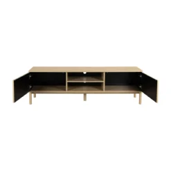 Mat beige tv-meubel met ribbels - Bodio Solly
