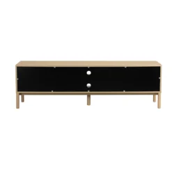 Mat beige tv-meubel met ribbels - Bodio Solly