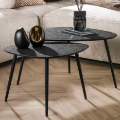 Metallic antraciet bijzettafel set van 2 - Giani Metallic