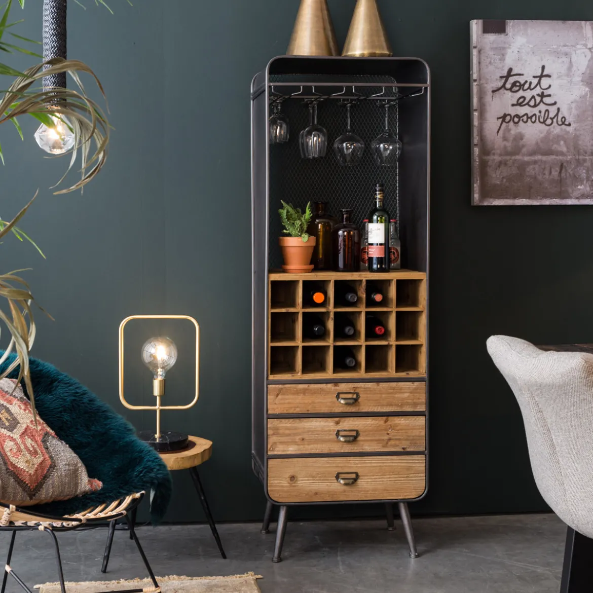 Open houten wijnkast - Dutchbone Vino