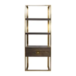 Open wandkast messing met hout - Kare Design Osaka