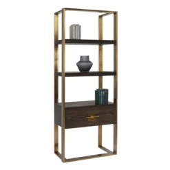 Open wandkast messing met hout - Kare Design Osaka