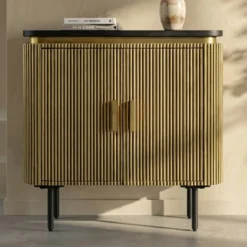 Ovaal dressoir goud met ribbels - Bodio Rush