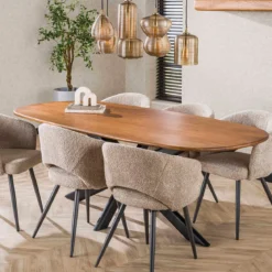 Ovale eettafel mangohout zandkleur - Giani Cliff