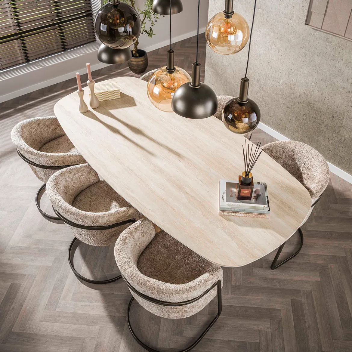 Ovale eettafel travertin 215 cm - Giani Romano