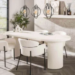 Ovale eettafel wit marmer composiet - Giani Arch Stone