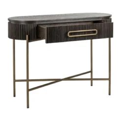 Ovale kaptafel ribbelhout met goud - Richmond Interiors Luxor