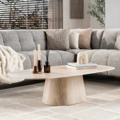 Ovale salontafel travertin - Giani Centro