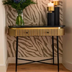 Ovale sidetable goud met ribbels - Richmond Interiors Ironville