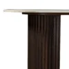 Ovale sidetable travertin en walnoot - Bodio Rizza