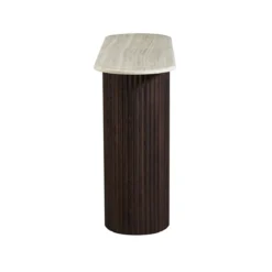 Ovale sidetable travertin en walnoot - Bodio Rizza