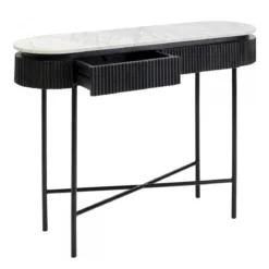 Ovale sidetable zwart met wit marmer - Kare Design Glenn