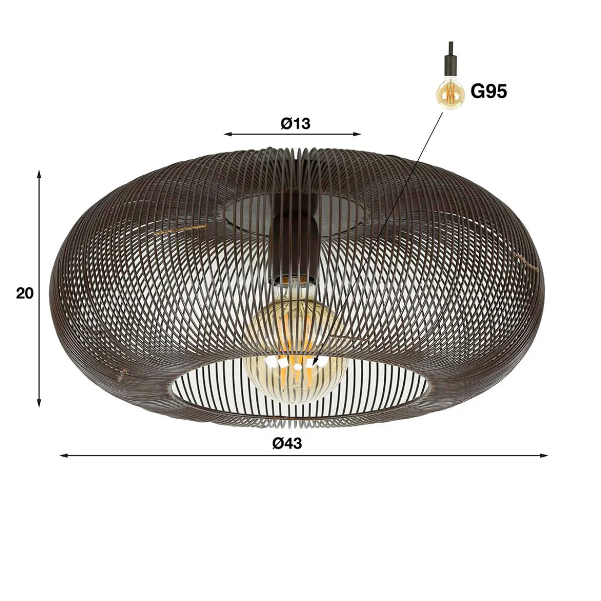 Plafondlamp staaldraad - Santa Disk Wire