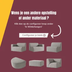 Rechte buitenbank met hocker all-weather - Bodio Fendi