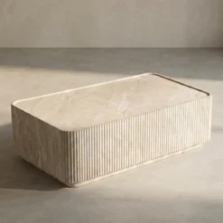 Rechthoekige salontafel beige steen - Bodio Mia