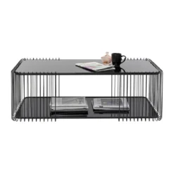 Rechthoekige salontafel met glasplaat - Kare Design Wire Double