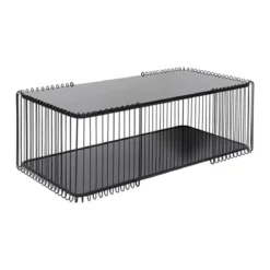 Rechthoekige salontafel met glasplaat - Kare Design Wire Double