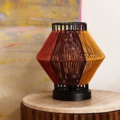 Retro tafellamp kleurrijk touw - Dutchbone Surya Rope
