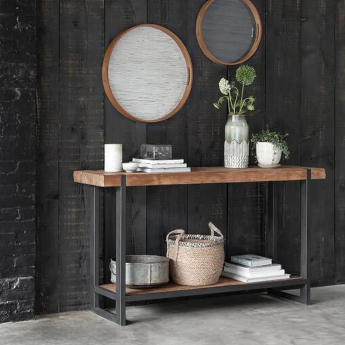 Robuuste sidetable teak naturel - DTP Home Timeless Beam
