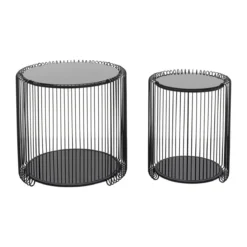 Ronde bijzettafel set met glas - Kare Design Wire Double