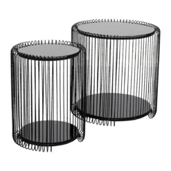 Ronde bijzettafel set met glas - Kare Design Wire Double