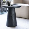 Ronde bijzettafel zwart mangohout - Eleonora Ron