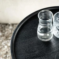 Ronde bijzettafel zwart mangohout - Eleonora Ron