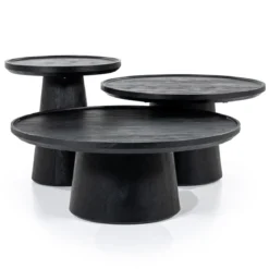 Ronde bijzettafel zwart mangohout - Eleonora Ron