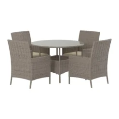 Ronde eettafelset bruin wicker - Lavis Lefkas