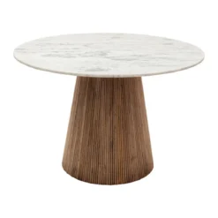 Ronde eettafel wit marmer en hout - Kare Design Grace