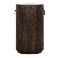 Ronde plantenzuil donker hout - Must Living Stripe