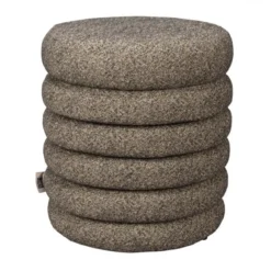 Ronde poef boucle stof - Dutchbone Fern