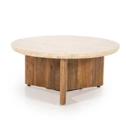 Ronde salontafel met travertin blad - Eleonora Sara