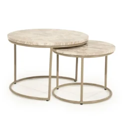 Ronde salontafelset marmer - By-Boo Alvar